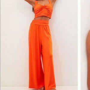 Anthropologie Maeve L NWT Wide-Leg Pant Set 2 Piece Crop Top & Palazzo Pants